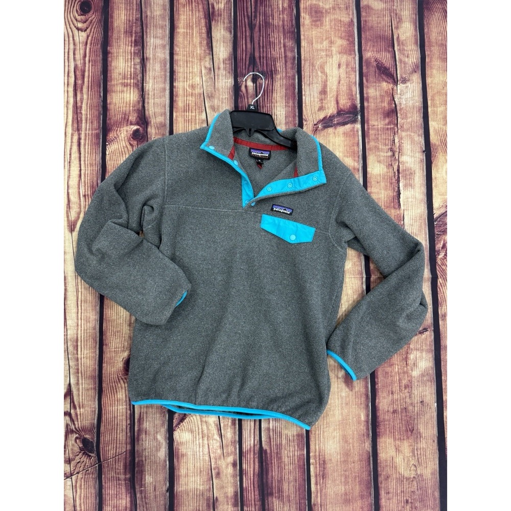 Patagonia Synchilla Snap-T Women's Gray/Blue Snap Pullover Collared Jacket XS